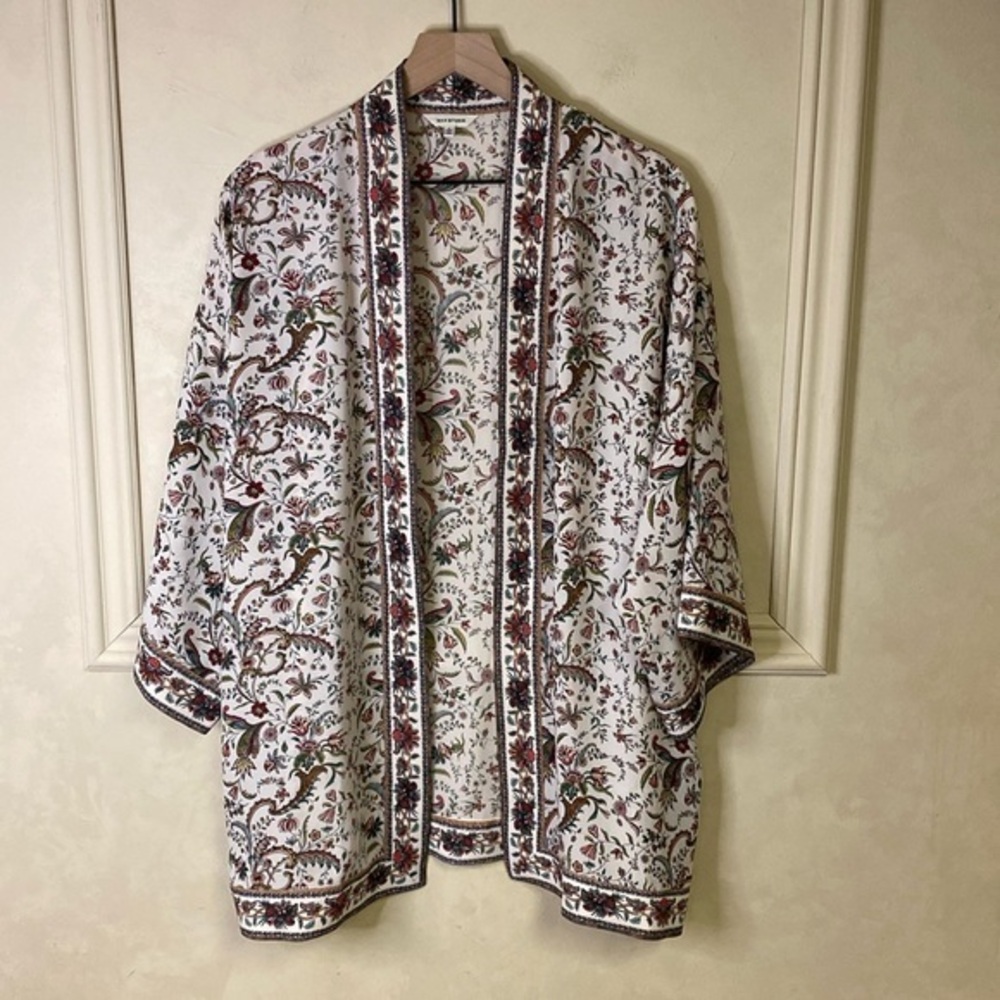 MAX STUDIO Women's Floral Printed Open Front Kimono Size Large
